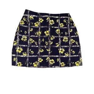 Vintage Lily Pulitzer White Label Floral Navy And‎ Yellow Skirt Size 6